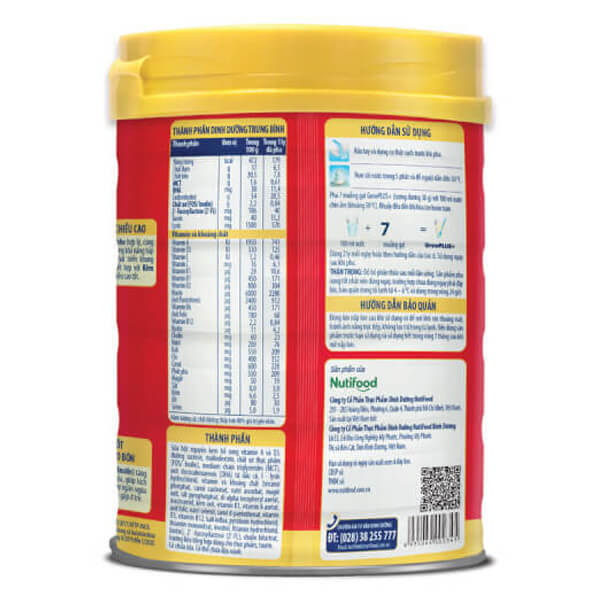 Sữa bột Nutifood GrowPLUS+ đỏ dành cho trẻ suy dinh dưỡng, thấp còi 900g (Trên 1 tuổi)