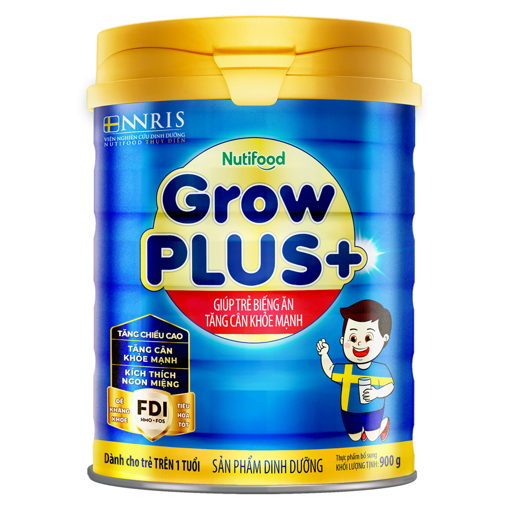 Sữa bột Nutifood GrowPLUS+ xanh dành cho trẻ biếng ăn, giúp tăng cân 900g (Trên 1 tuổi)