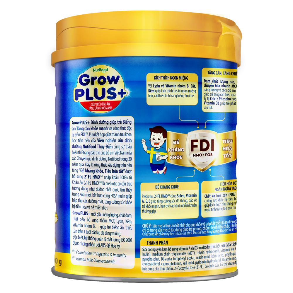 Sữa bột Nutifood GrowPLUS+ xanh dành cho trẻ biếng ăn, giúp tăng cân 900g (Trên 1 tuổi)