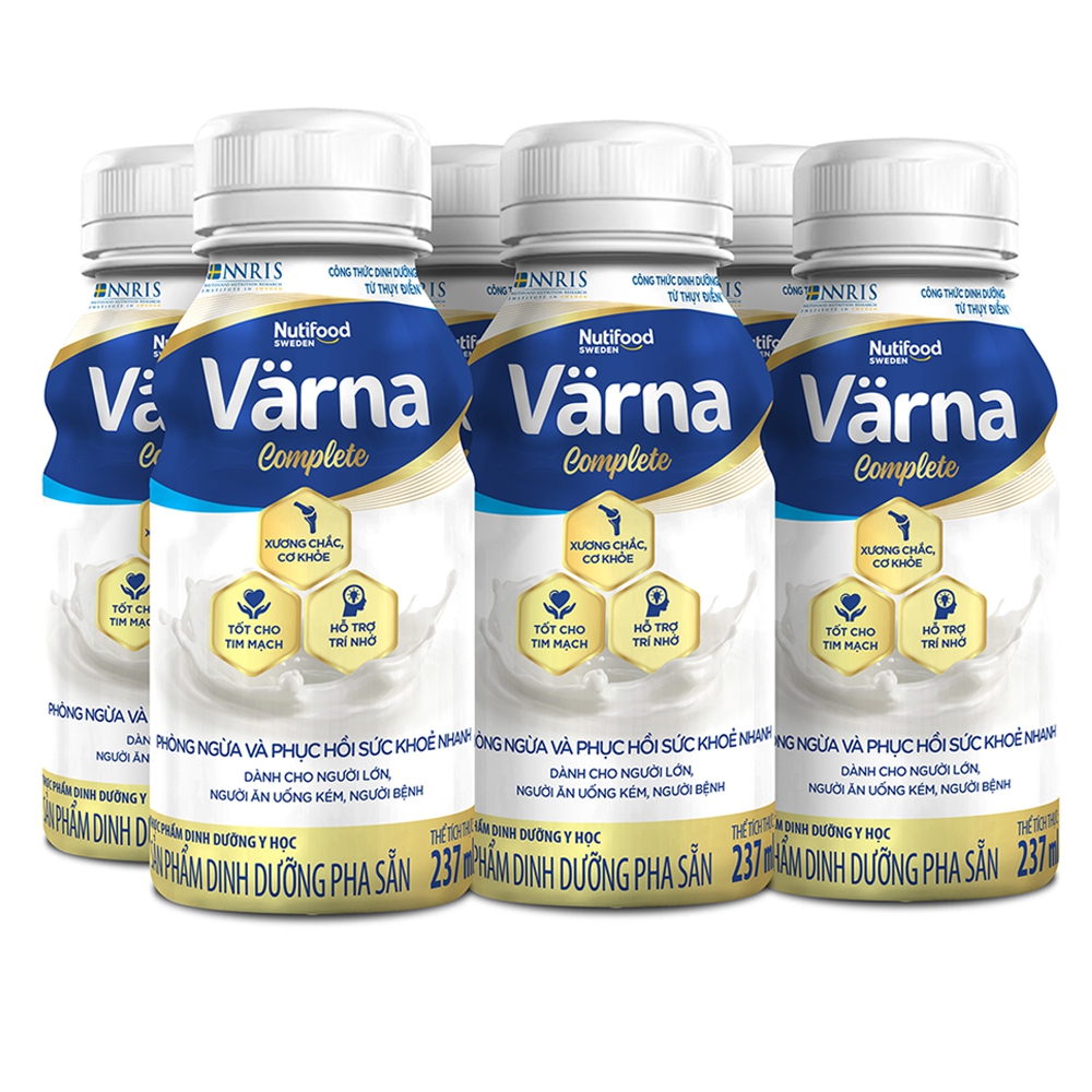 Lốc sữa nước dinh dưỡng Nutifood Varna Complete SI, giúp phòng ngừa và phục hồi sức khỏe nhanh, ngừa loãng xương - (Lốc 6 hộp)