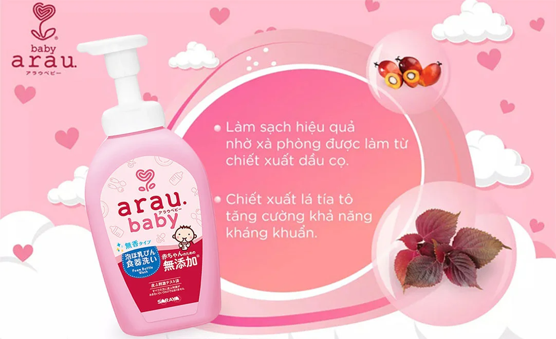 Nước rửa bình sữa Aura tạo bọt