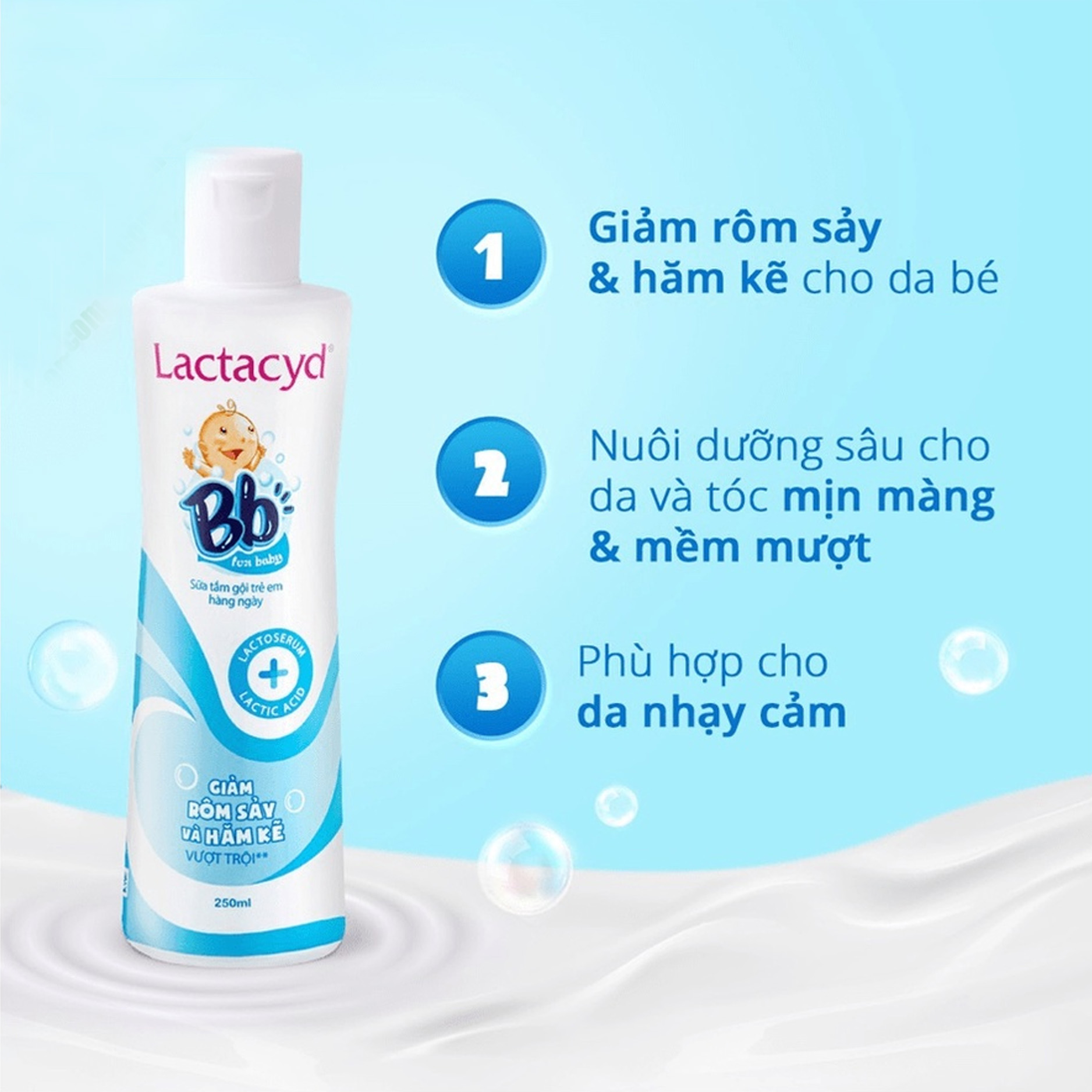 Sữa tắm Lactacyd Baby ngừa rôm sảy, hăm kẽ