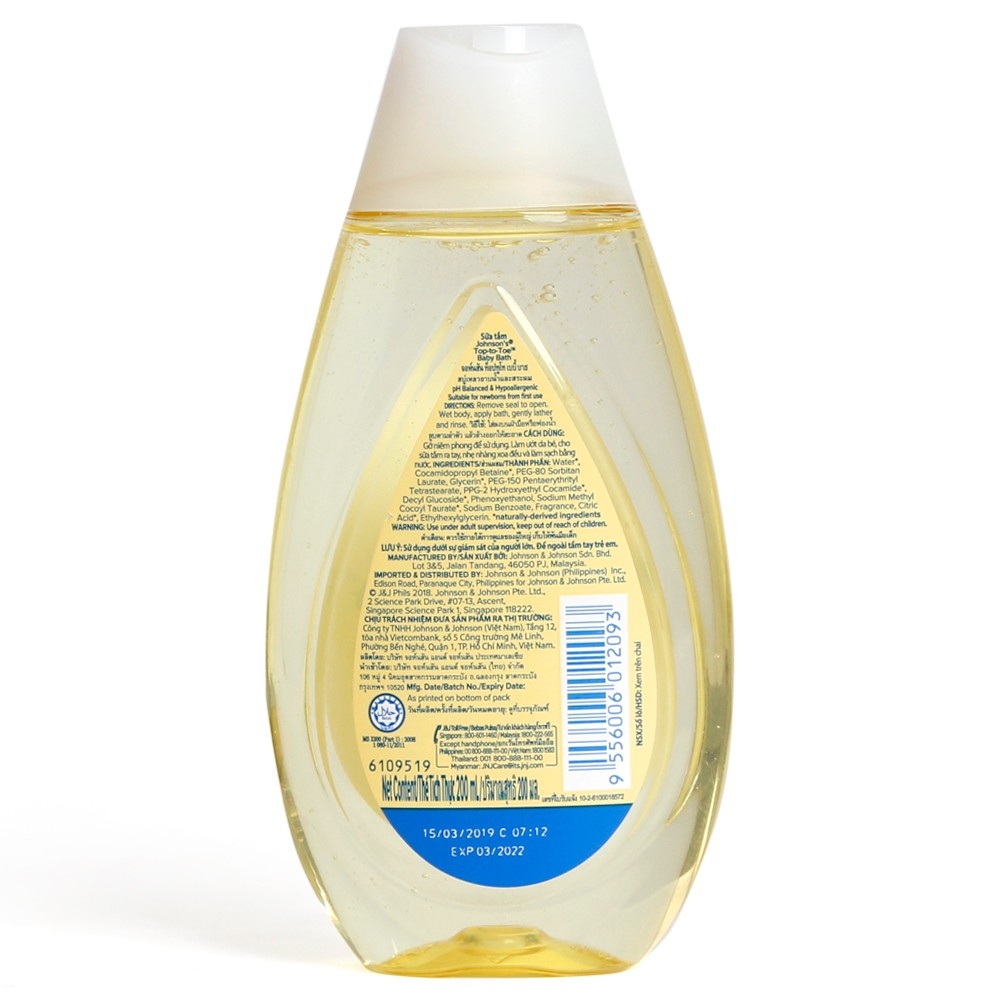 Sữa tắm gội toàn thân Johnson's ® Top-To-Toe Hair & Body Baby Bath
