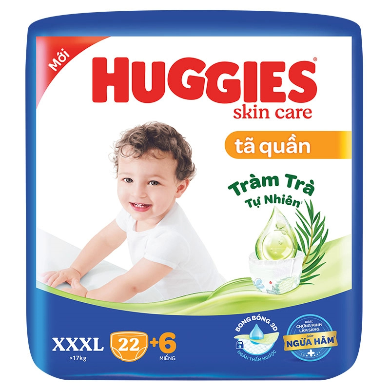 Tã quần Huggies Skin Care size 3XL 22 + 6 miếng (trên 17kg)