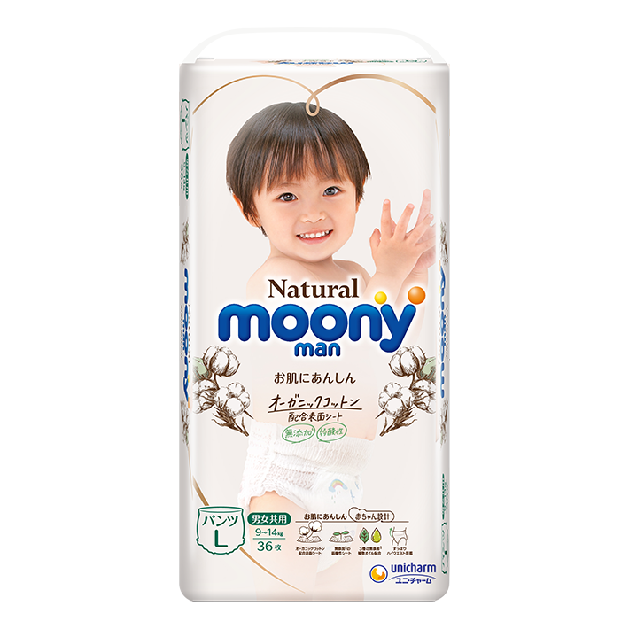 Tã quần Moony Natural size L 36 miếng (9-14kg)