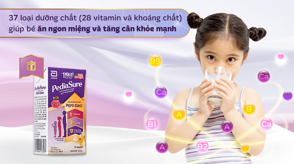Thùng sữa pha sẵn Abbott PediaSure hương vani (1 - 10 tuổi) - Thùng 48 hộp