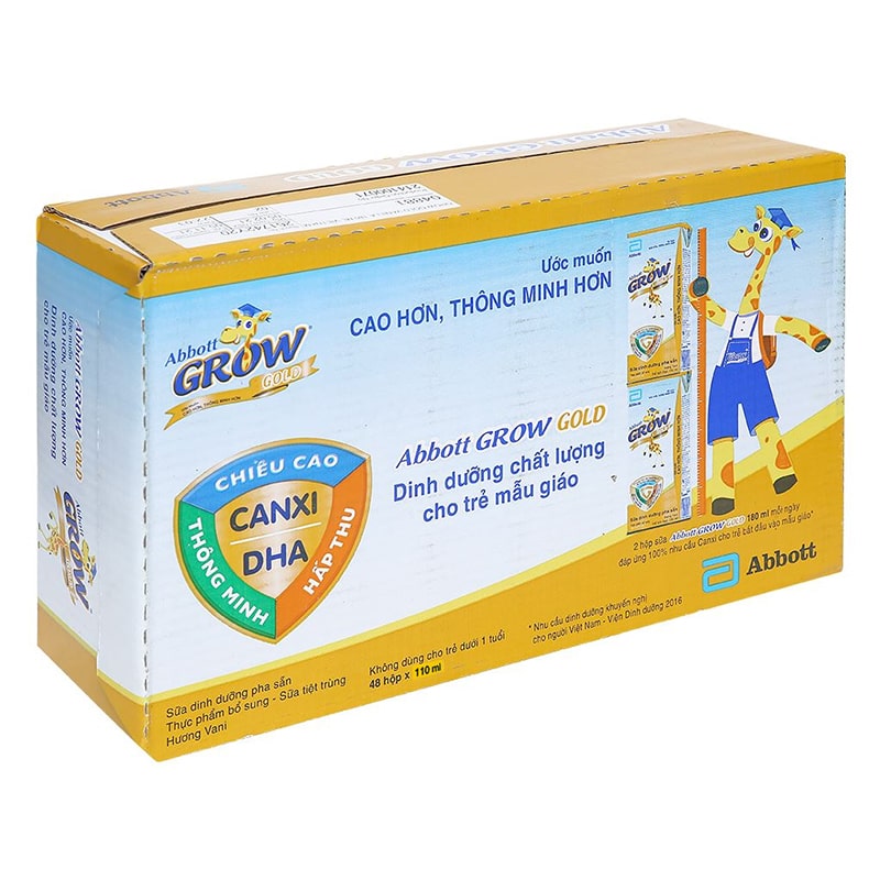 Thùng sữa bột pha sẵn Abbot Grow Gold hương vani (từ 1 tuổi) - Thùng 48 hộp