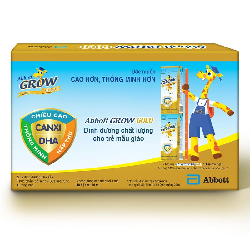 Thùng sữa bột pha sẵn Abbot Grow Gold hương vani (từ 1 tuổi) - Thùng 48 hộp