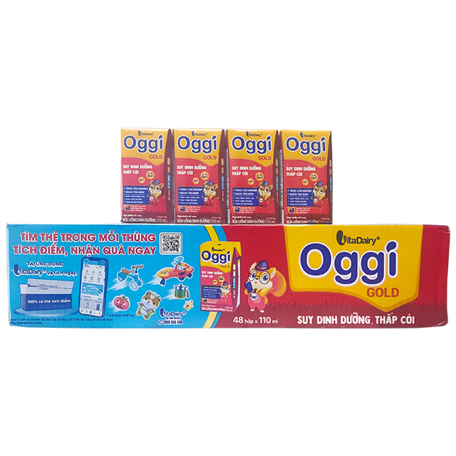 Thùng sữa bột pha sẵn Oggi Gold (từ 1 tuổi) - Thùng 48 hộp