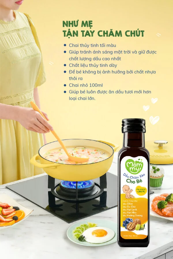 Dầu chiên xào cho bé Mămmy - 100ml (Bé từ 6 tháng)