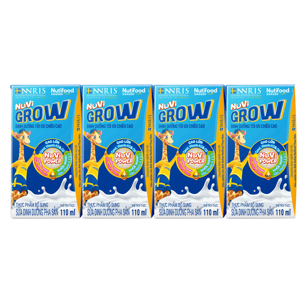 Thùng 48 hộp sữa pha sẵn Nuvi Grow tối ưu chiều cao (từ 1 tuổi)