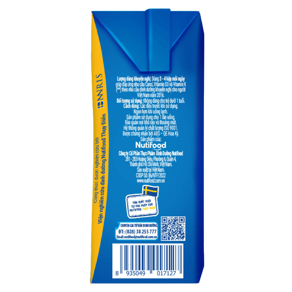 Thùng 48 hộp sữa pha sẵn Nuvi Grow tối ưu chiều cao (từ 1 tuổi)