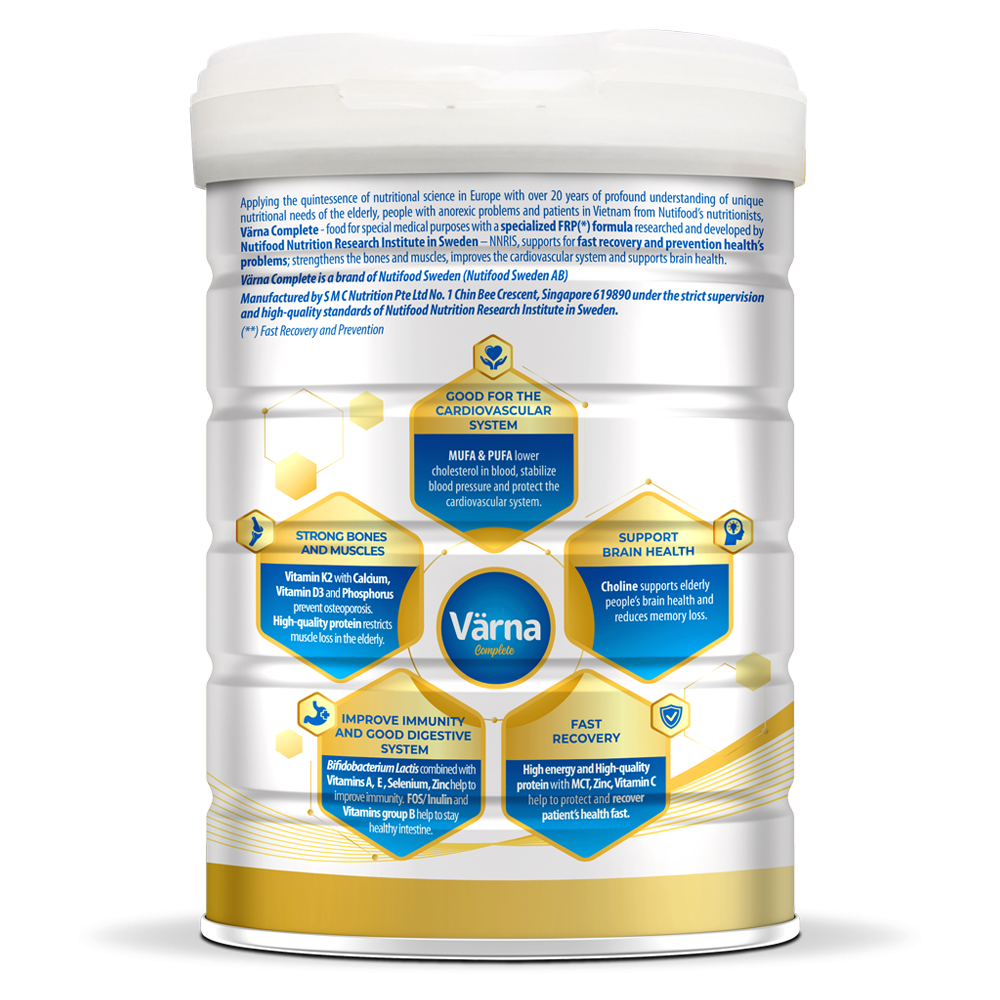 Sữa bột dinh dưỡng Nutifood Varna Complete SI, giúp phòng ngừa và phục hồi sức khỏe nhanh, ngừa loãng xương - 850g