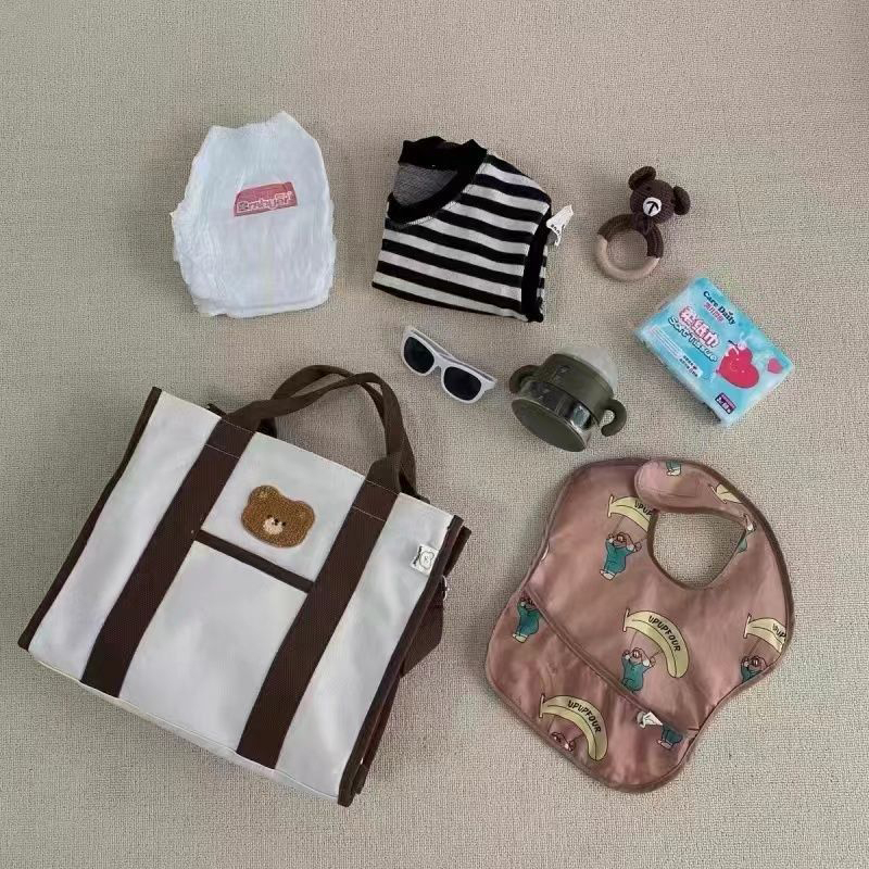 Túi bỉm sữa đa năng hình gấu phong cách Hàn Quốc (35x30x13cm)