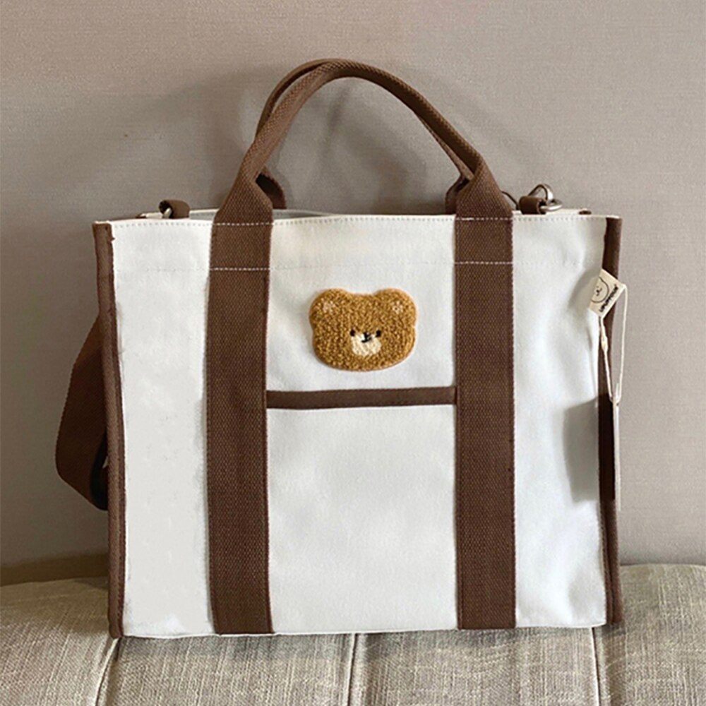 Túi bỉm sữa đa năng hình gấu phong cách Hàn Quốc (35x30x13cm)