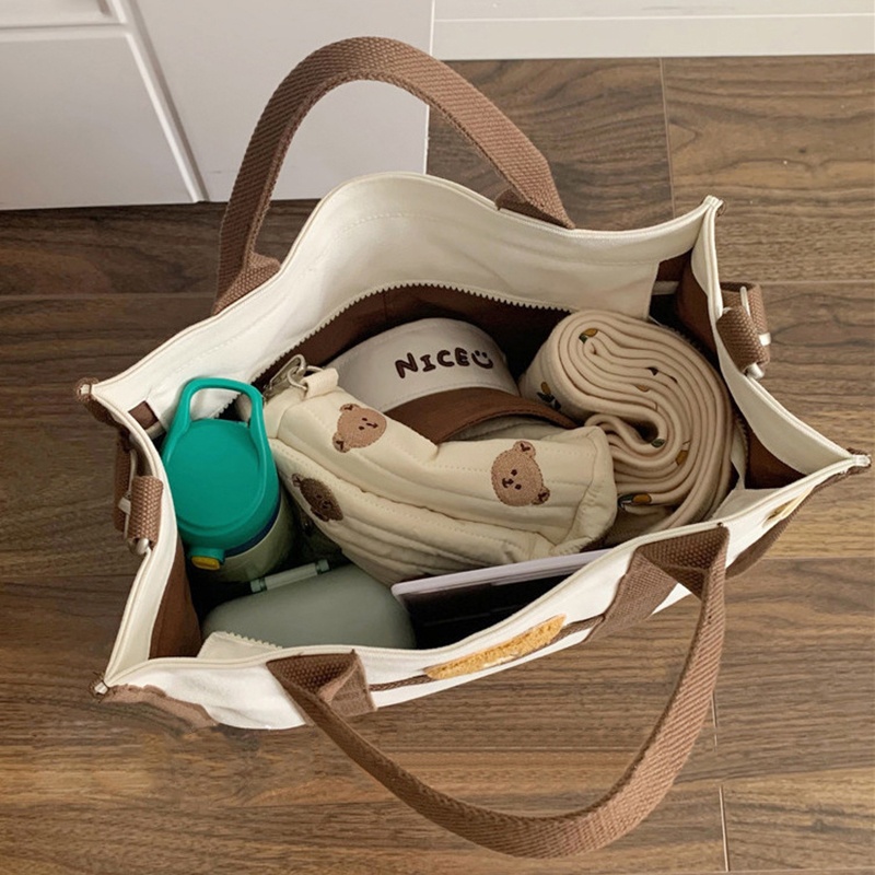 Túi bỉm sữa đa năng hình gấu phong cách Hàn Quốc (35x30x13cm)