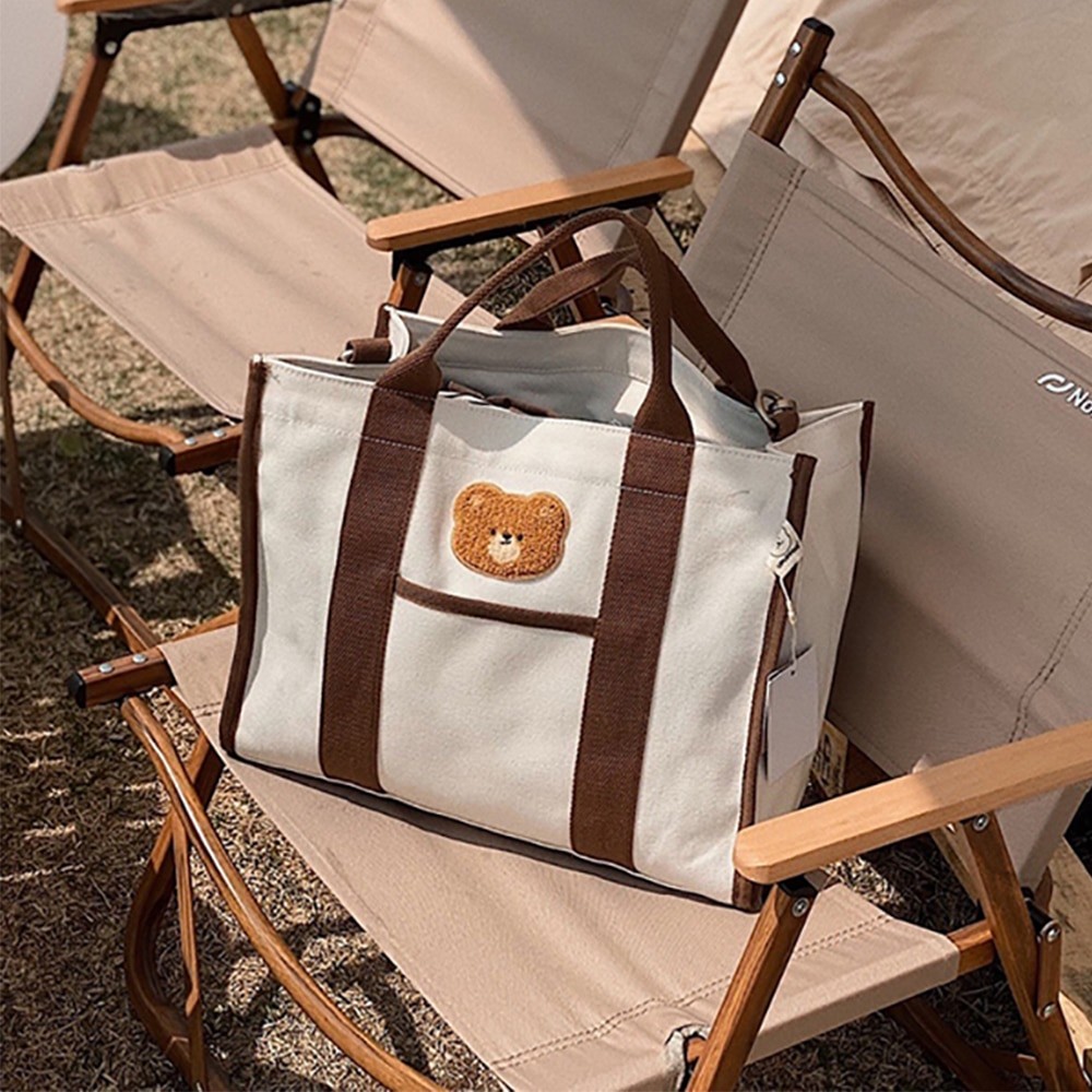 Túi bỉm sữa đa năng hình gấu phong cách Hàn Quốc (35x30x13cm)