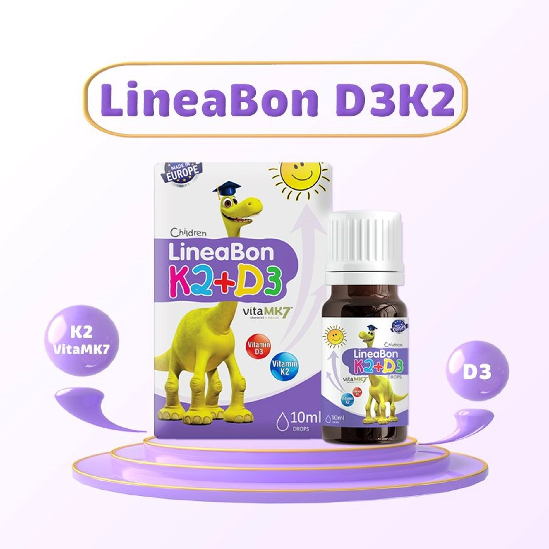 LineaBon K2+D3 (10ml) - Hỗ trợ bổ sung Vitamin D3 và Vitamin K2