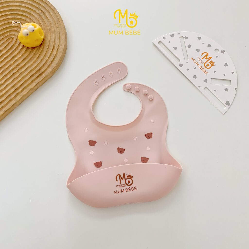 Yếm ăn dặm silicone có máng hứng Mum Bébé