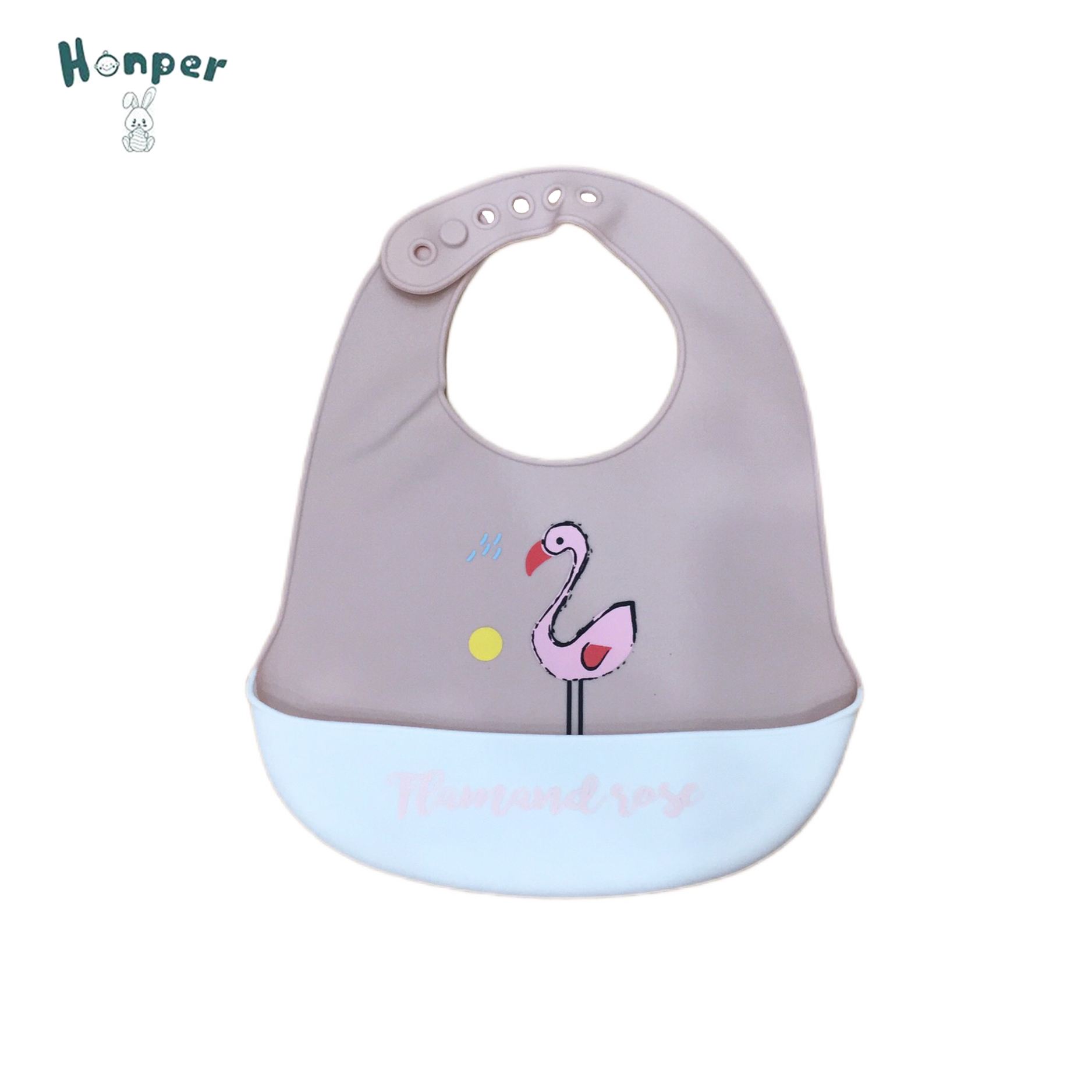 Yếm ăn dặm silicone có máng hứng HK2136 - Họa tiết Thiên Nga