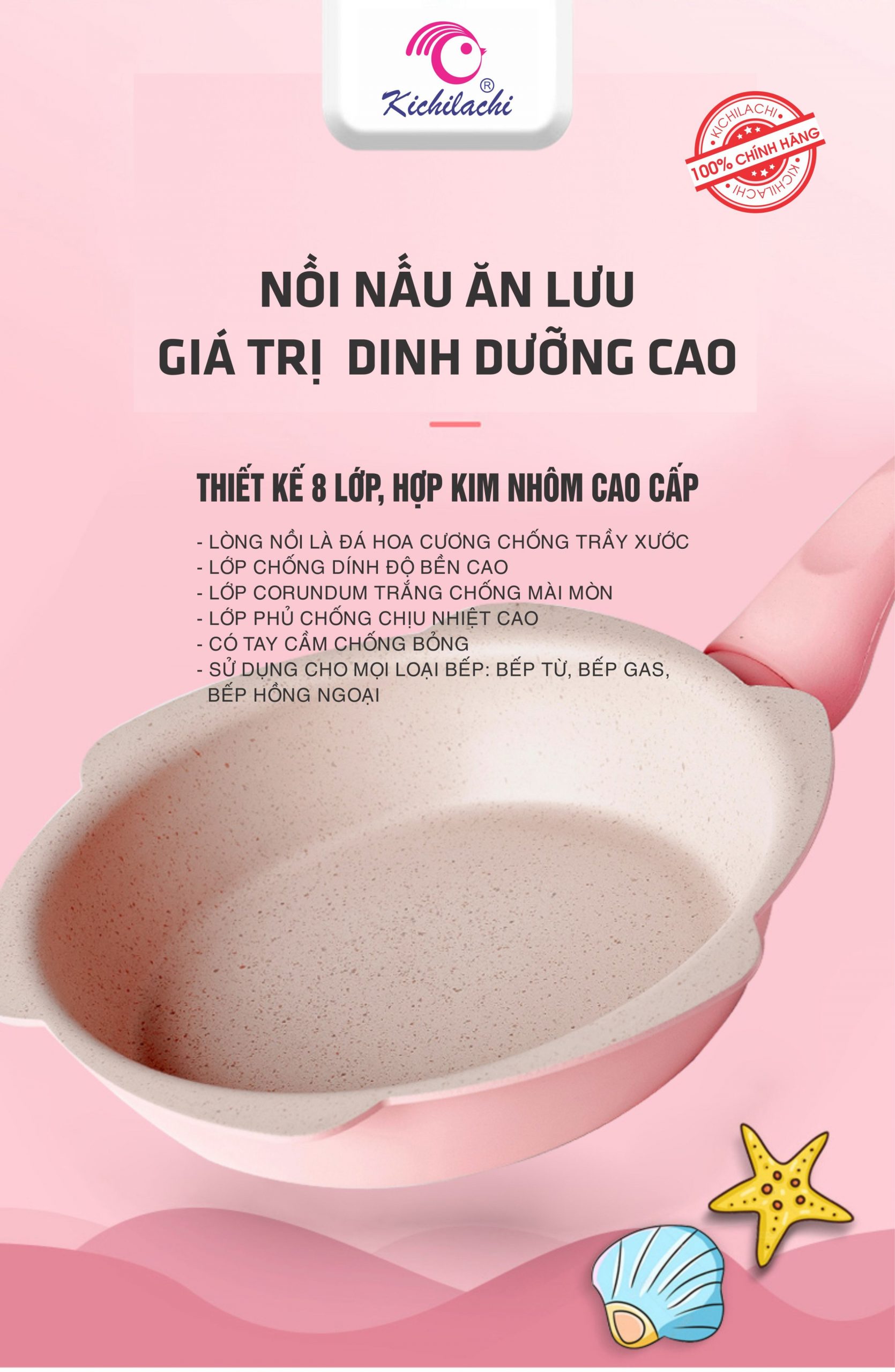 Bộ nồi chảo chống dính 3 trong 1 Kichilachi