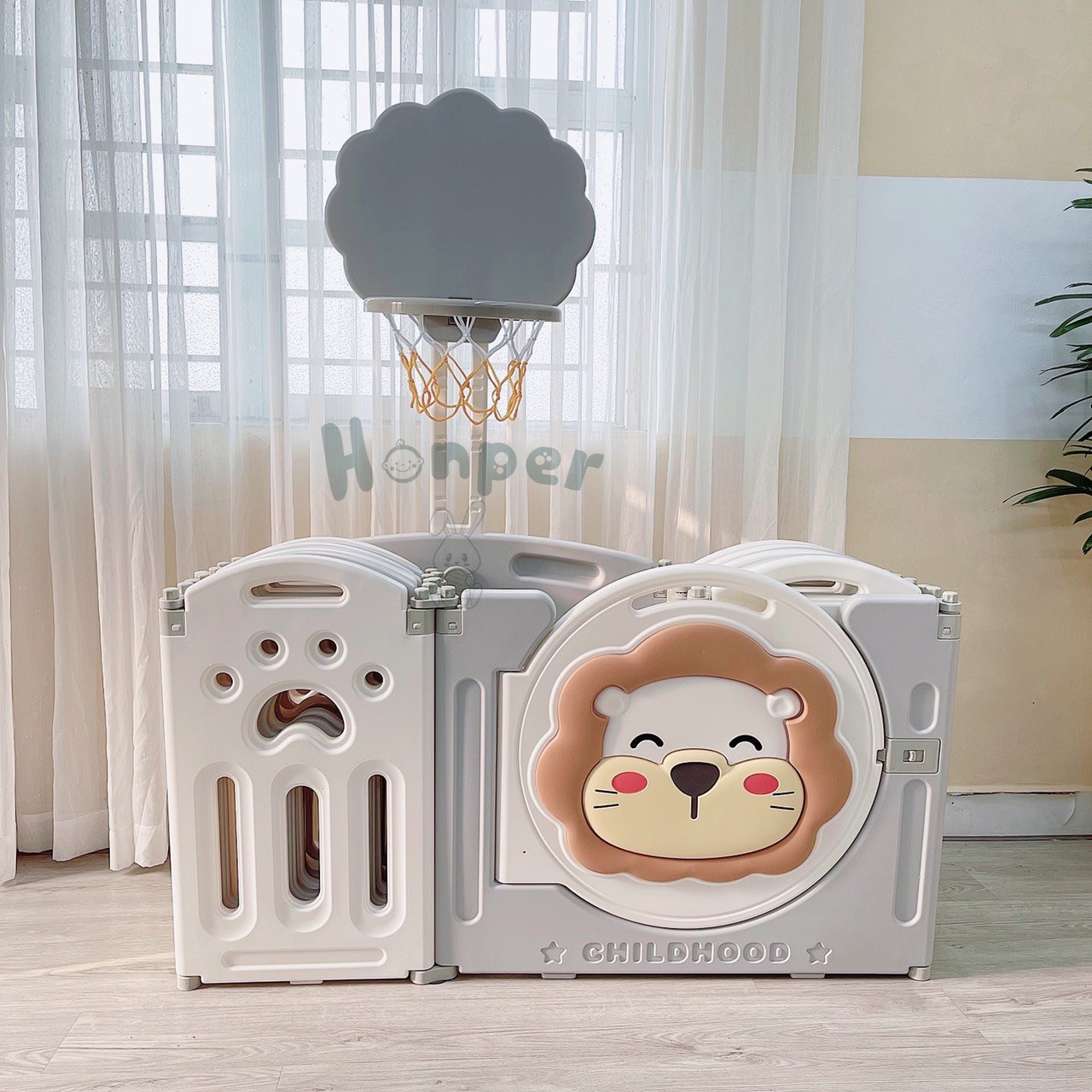 Quây đơn gấp gọn sư tử Honper 1m5x1m8