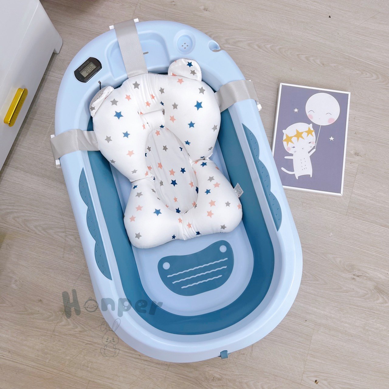 Chậu tắm gấp gọn Honper HP109  kèm phao - Có nhiệt kế