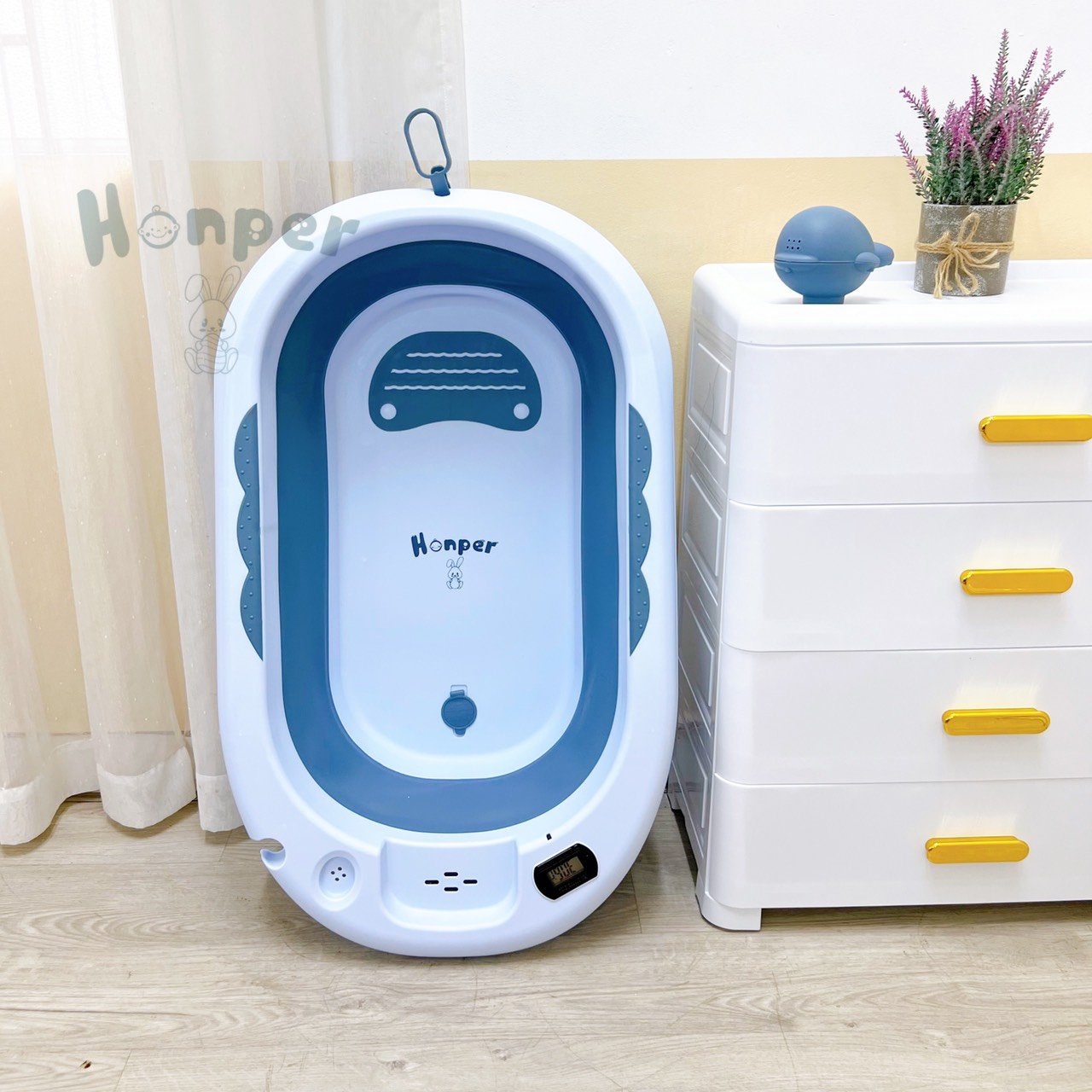 Chậu tắm gấp gọn Honper HP109  kèm phao - Có nhiệt kế