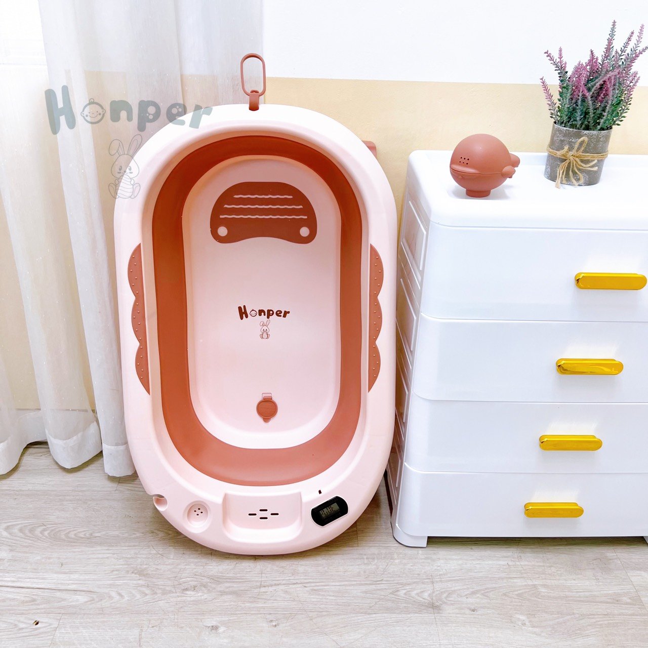 Chậu tắm gấp gọn Honper HP109  kèm phao - Có nhiệt kế