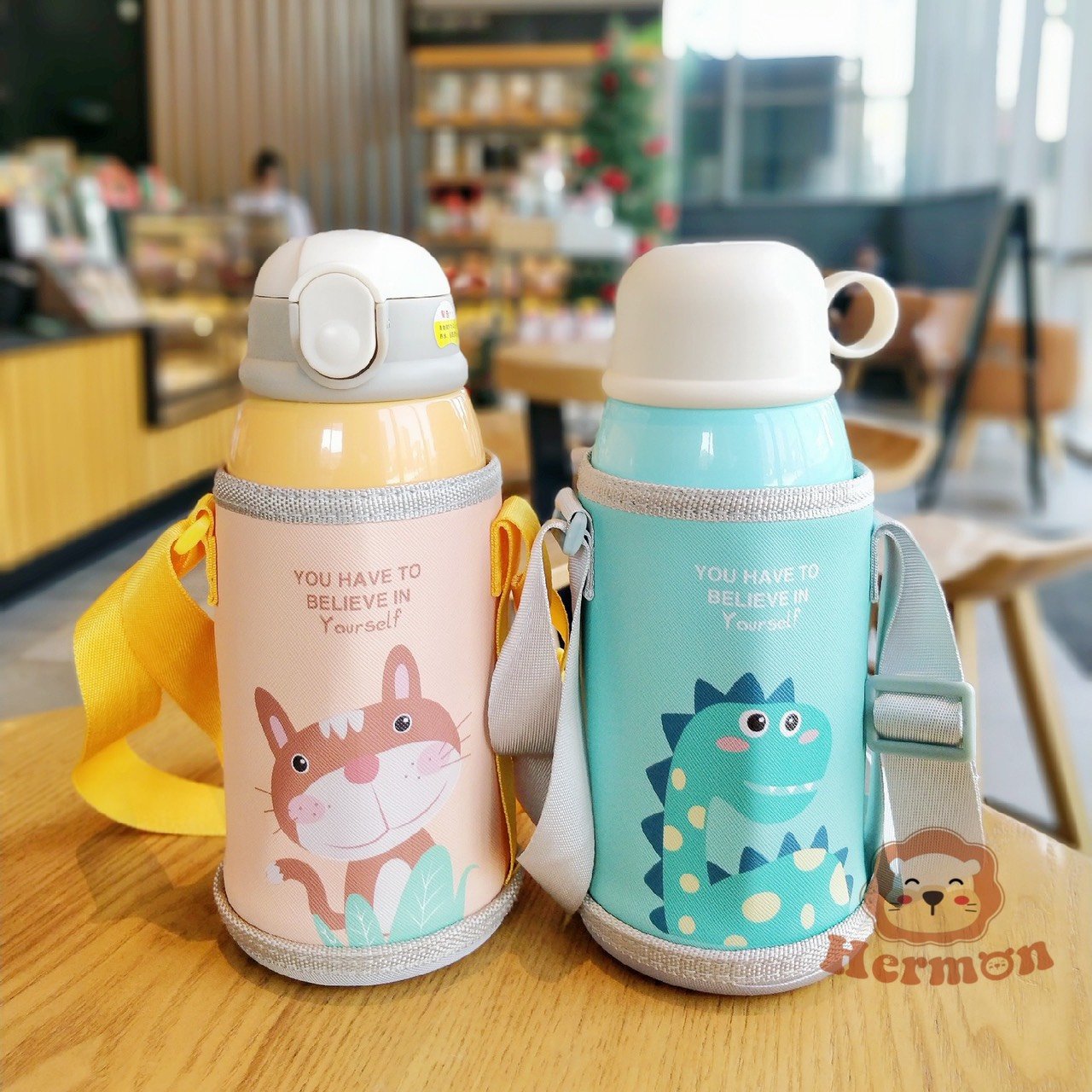 Bình nước giữ nhiệt Hermon 2 nắp  kèm cốc 600ml - Honper NK