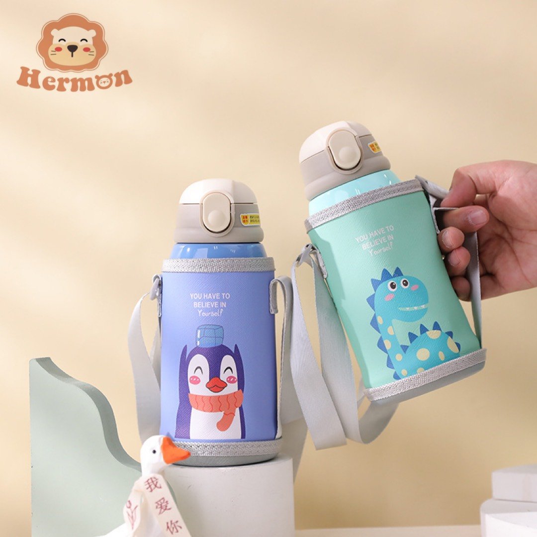Bình nước giữ nhiệt Hermon 2 nắp  kèm cốc 600ml - Honper NK
