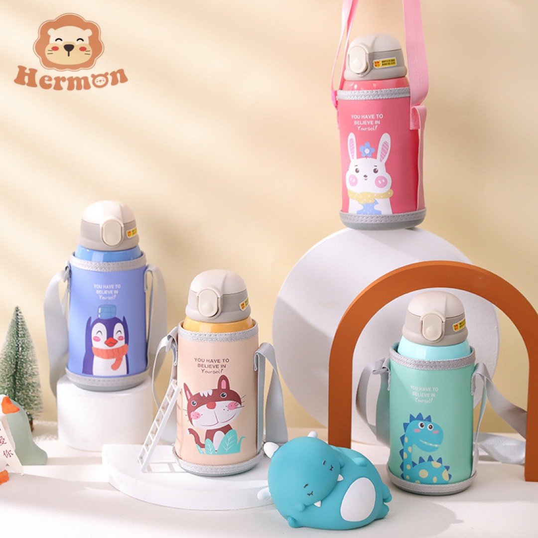 Bình nước giữ nhiệt Hermon 2 nắp  kèm cốc 600ml - Honper NK