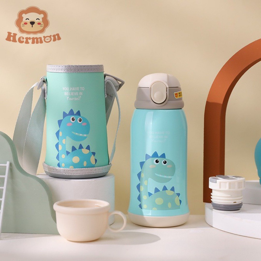 Bình nước giữ nhiệt Hermon 2 nắp  kèm cốc 600ml - Honper NK