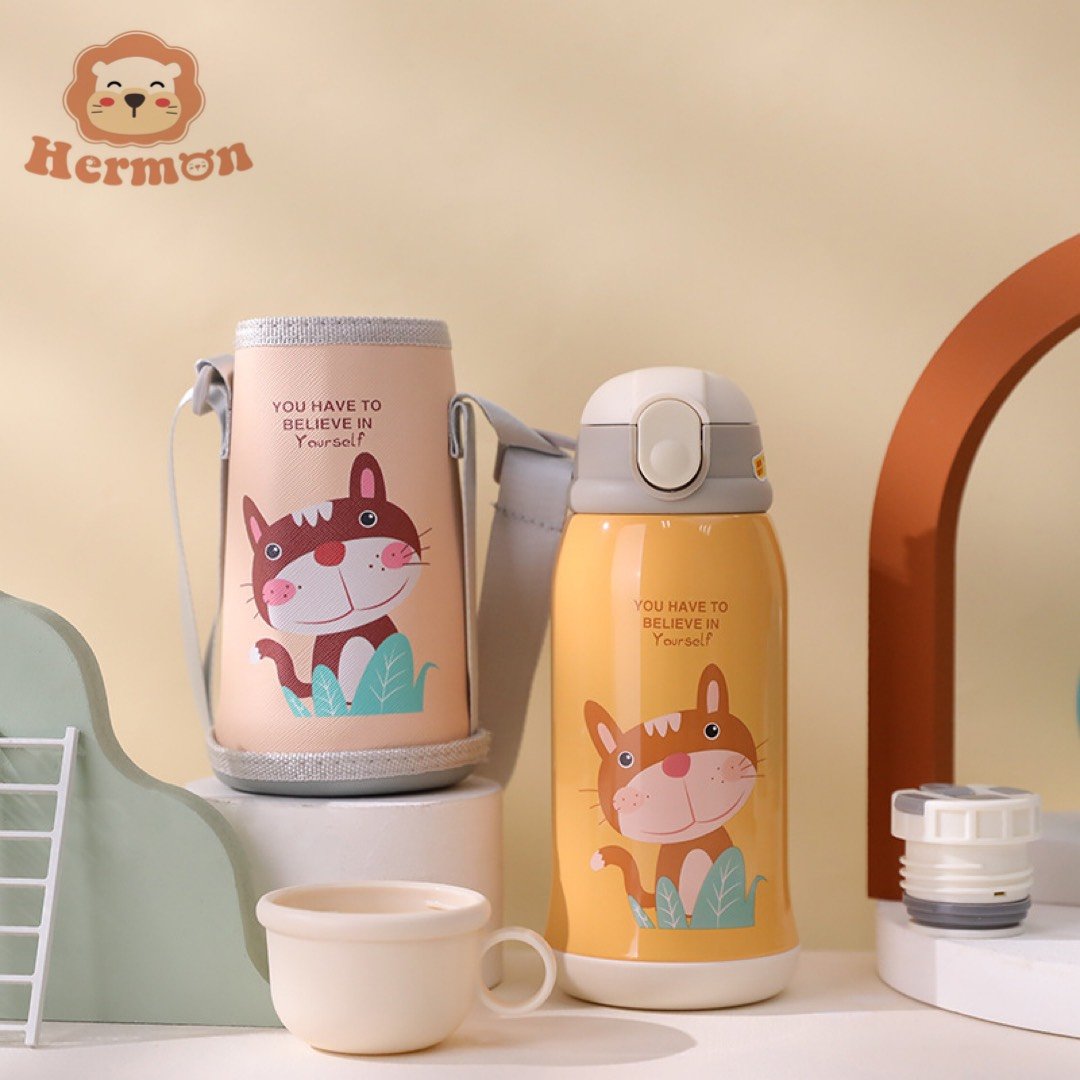 Bình nước giữ nhiệt Hermon 2 nắp  kèm cốc 600ml - Honper NK