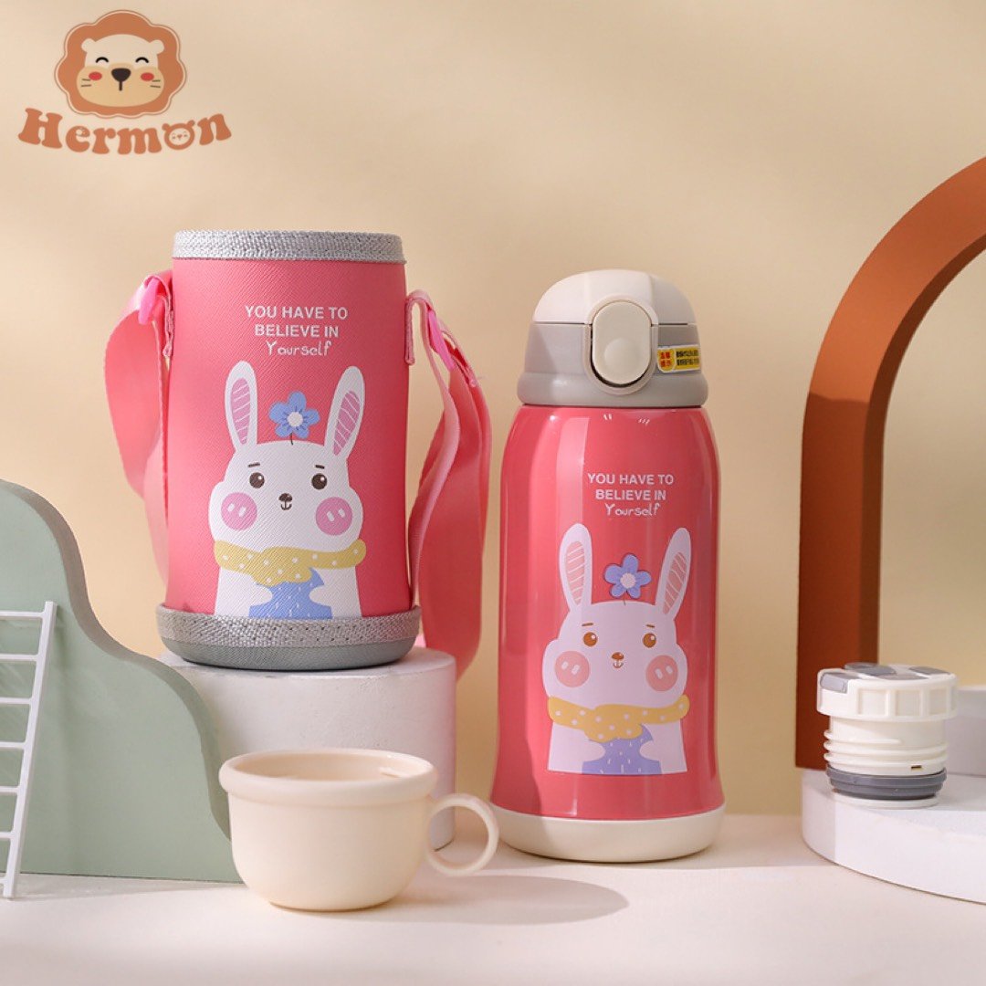 Bình nước giữ nhiệt Hermon 2 nắp  kèm cốc 600ml - Honper NK