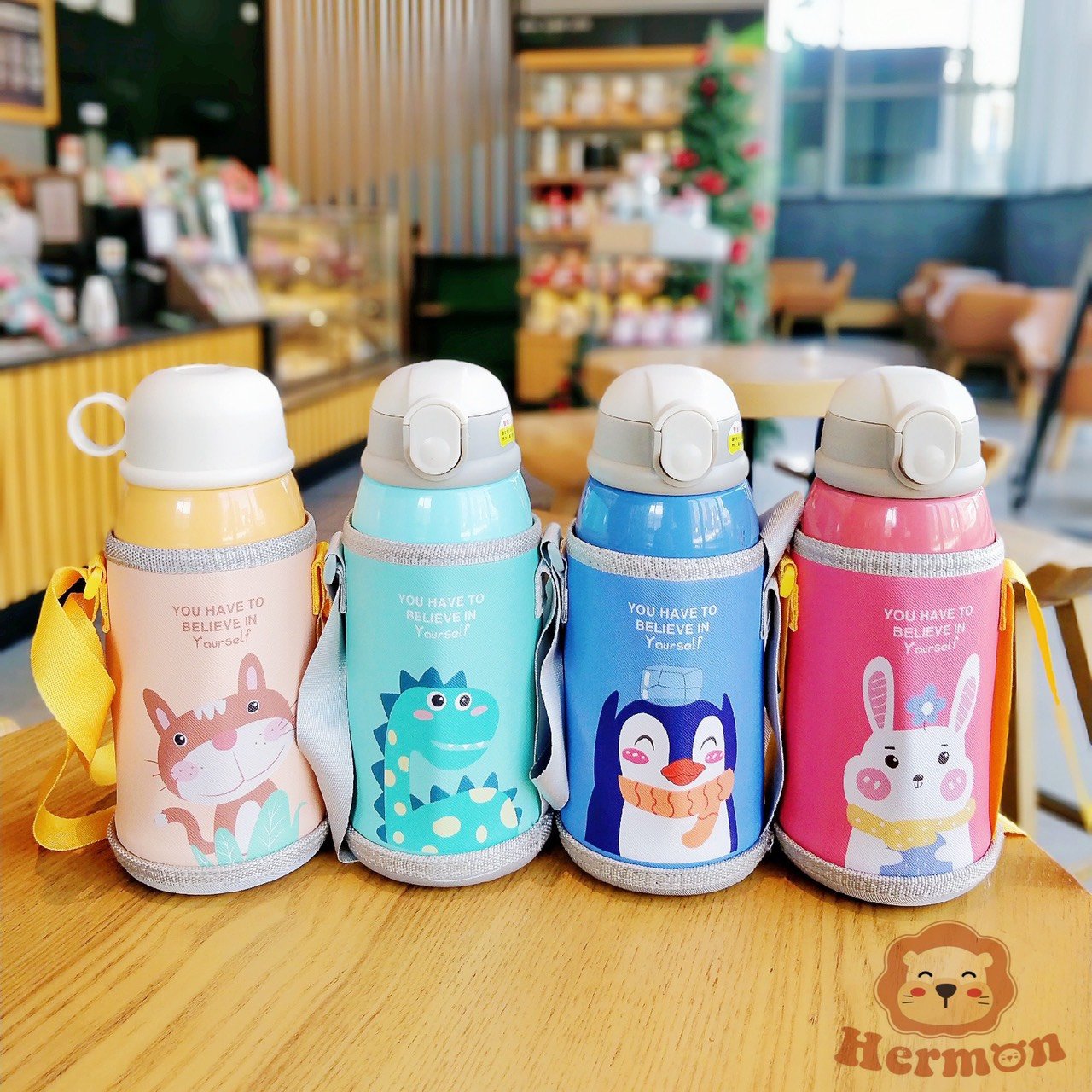 Bình nước giữ nhiệt Hermon 2 nắp  kèm cốc 600ml - Honper NK