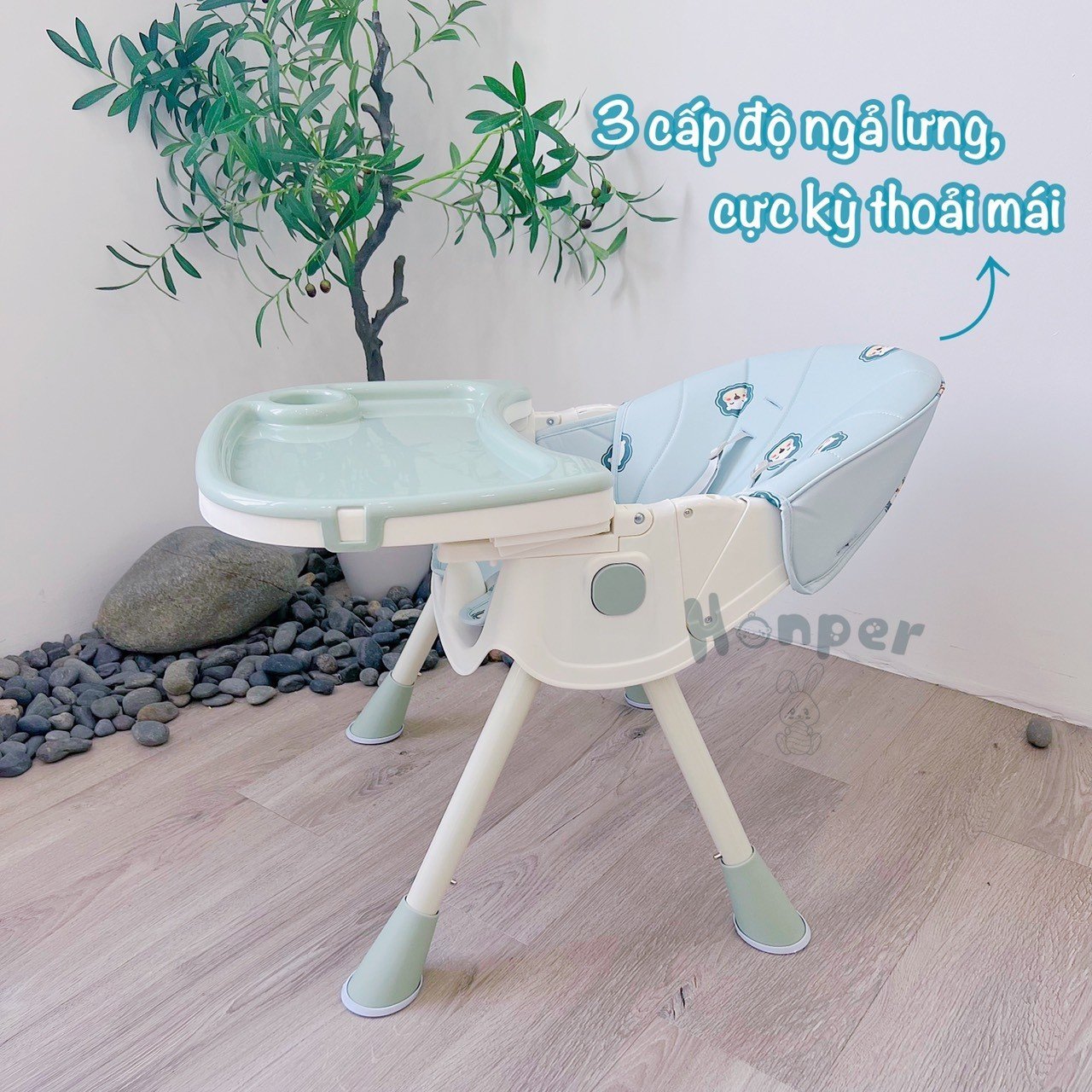 Ghế ngã ăn dặm gấp gọn Honper đệm họa tiết