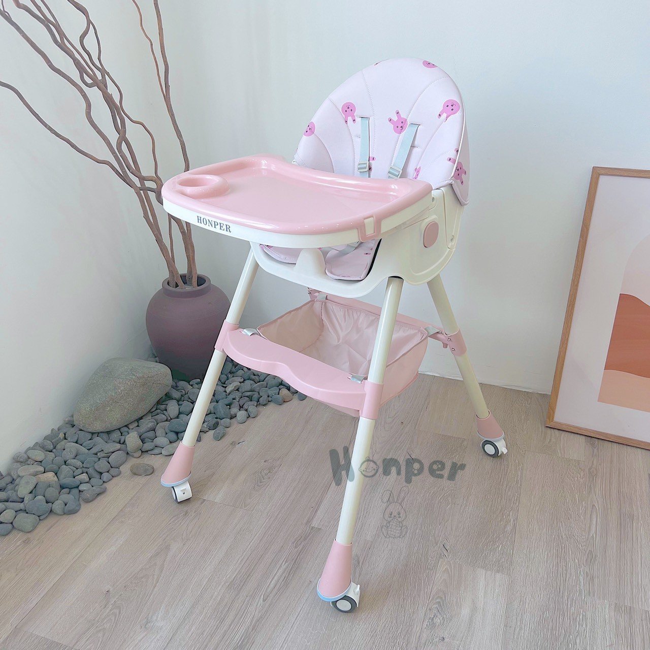 Ghế ngã ăn dặm gấp gọn Honper đệm họa tiết