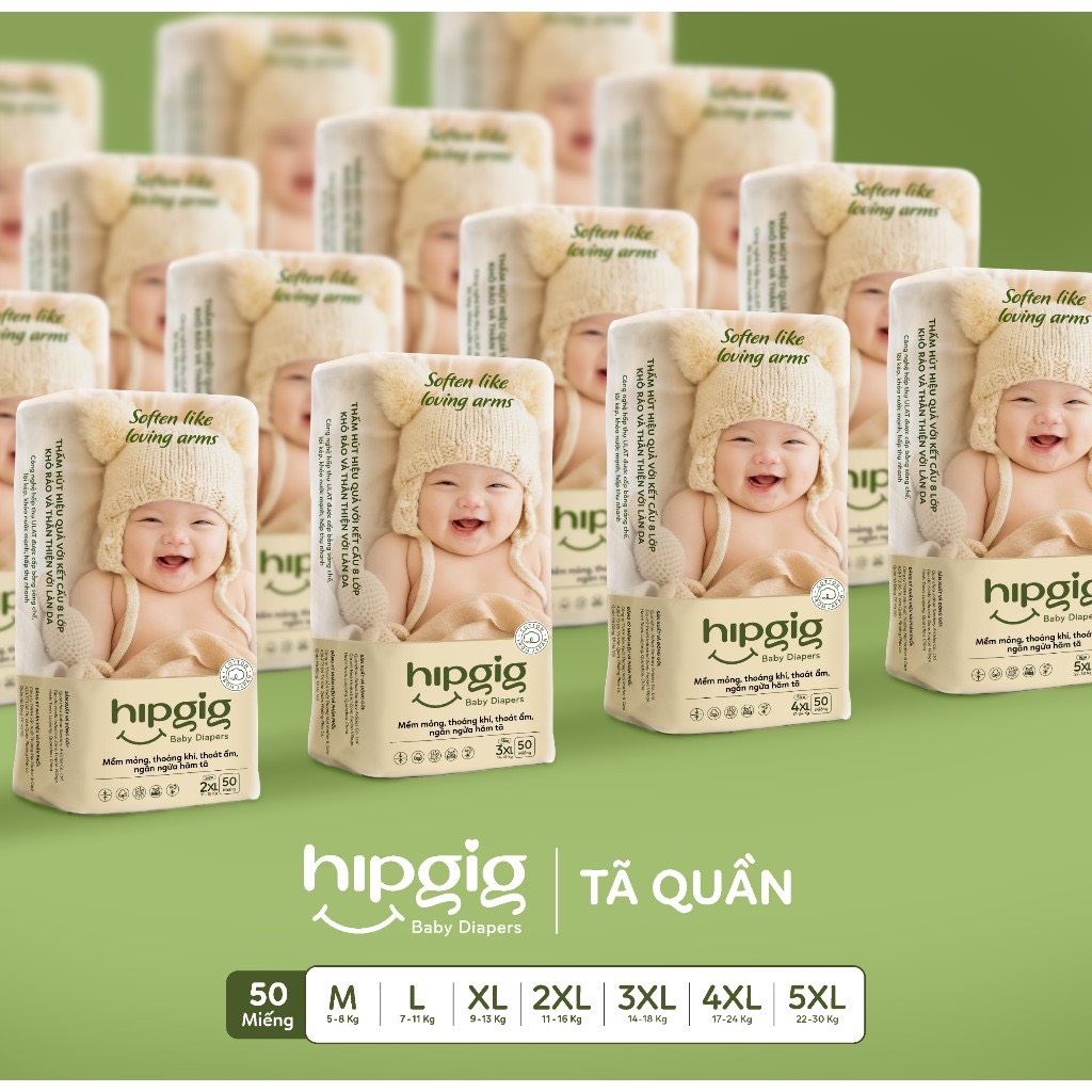 Tã quần HIPGIG size L - 50 miếng (7-11kg)