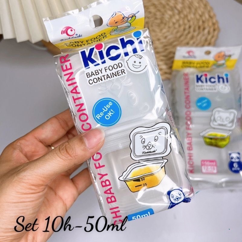 Set 10 khay trữ đông đồ ăn dặm Kichilachi 50ml