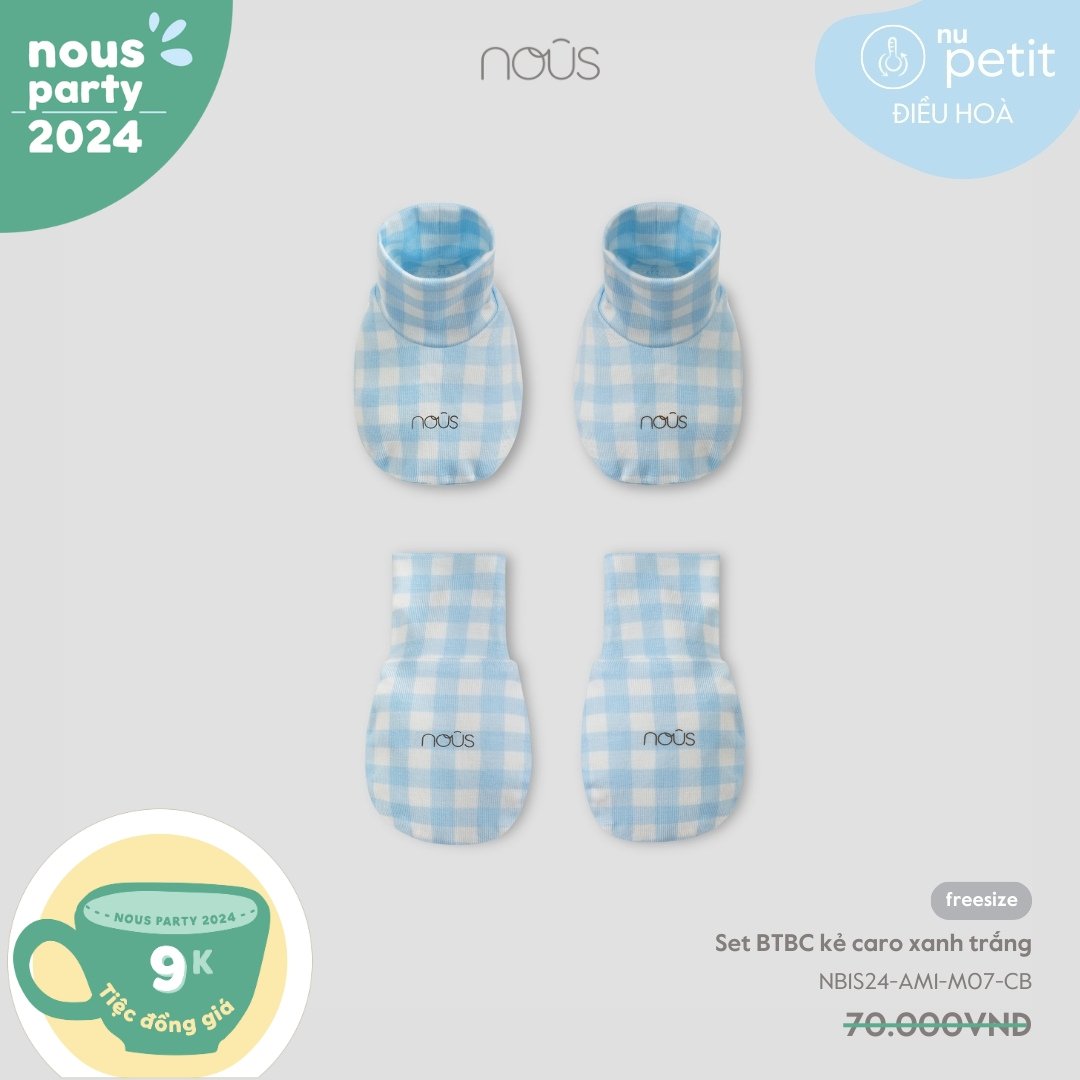 Set BTBC kẻ caro xanh trắng - KM