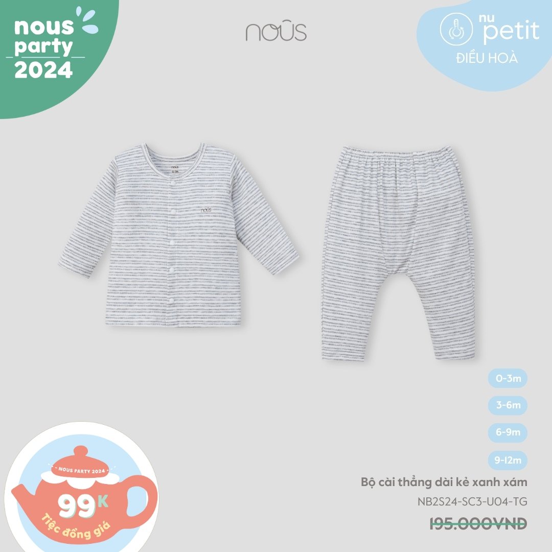 Bộ cài thẳng dài kẻ xanh xám 9M - KM