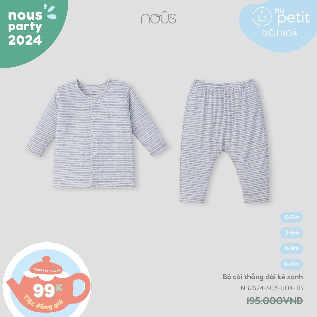 Bộ cài thẳng dài kẻ xanh 0M - KM