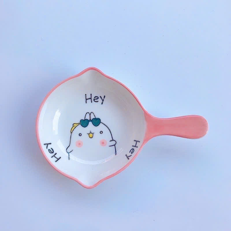 Chảo sứ tròn ăn dặm họa tiết, chịu nhiệt tốt