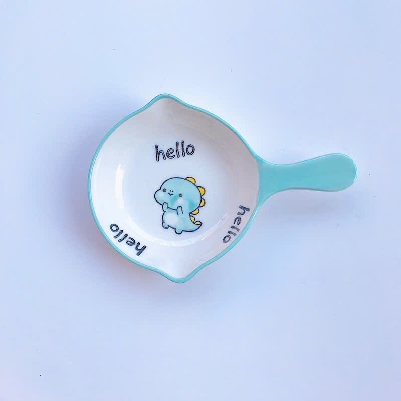 Chảo sứ tròn ăn dặm họa tiết, chịu nhiệt tốt