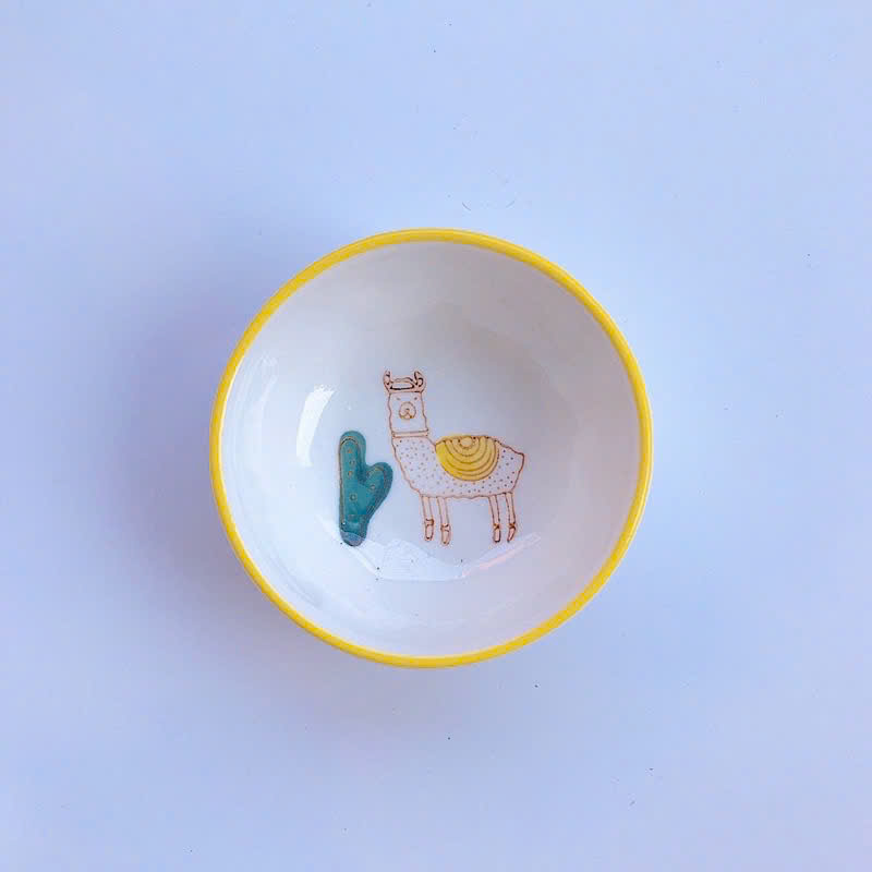 Chén chấm sứ tròn ăn dặm họa tiết, chịu nhiệt tốt