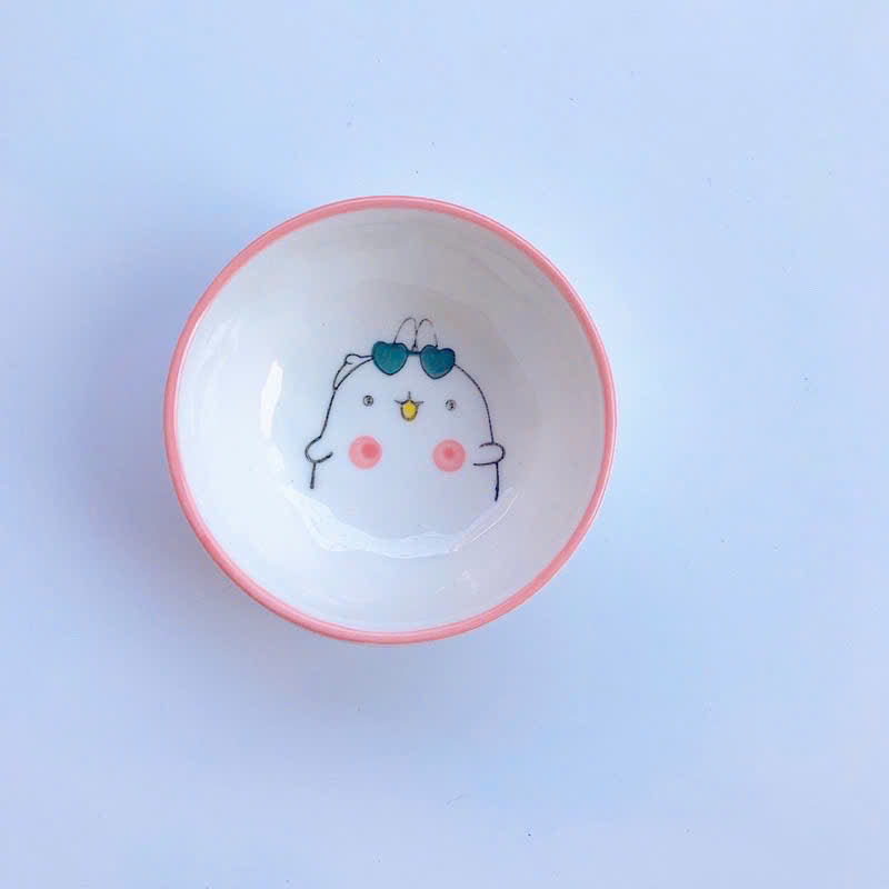 Chén chấm sứ tròn ăn dặm họa tiết, chịu nhiệt tốt