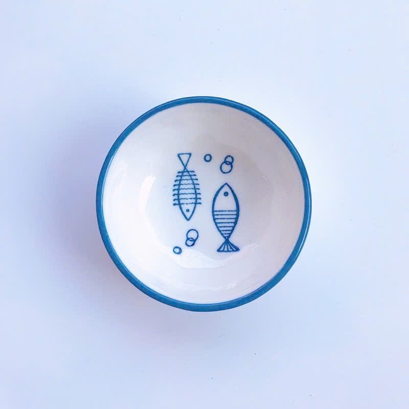 Chén chấm sứ tròn ăn dặm họa tiết, chịu nhiệt tốt
