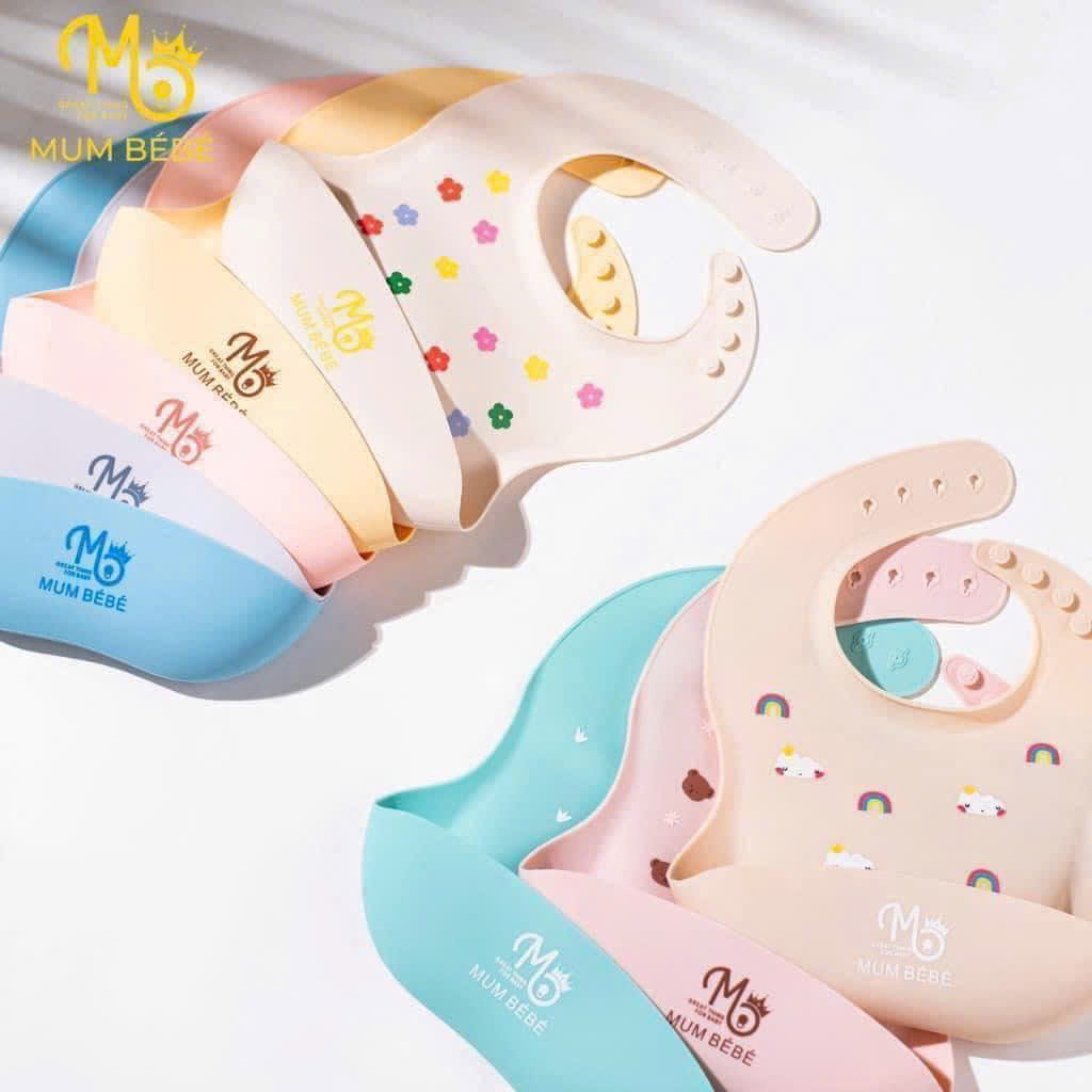 Yếm ăn dặm silicone có máng hứng Mum Bébé
