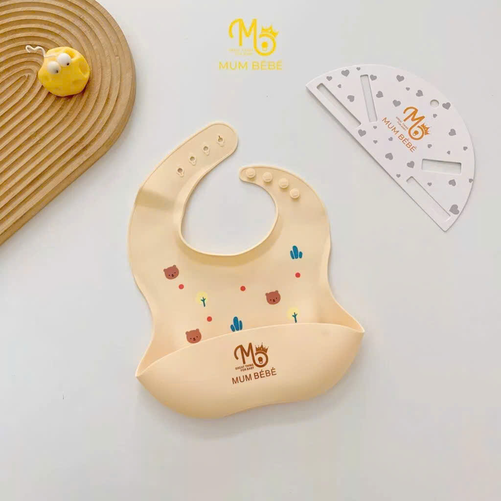 Yếm ăn dặm silicone có máng hứng Mum Bébé